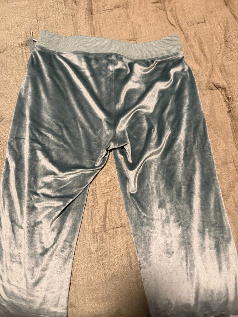 Aerie Velour Cropped Hoodie & Low Rise Pant Set Sage Green Medium